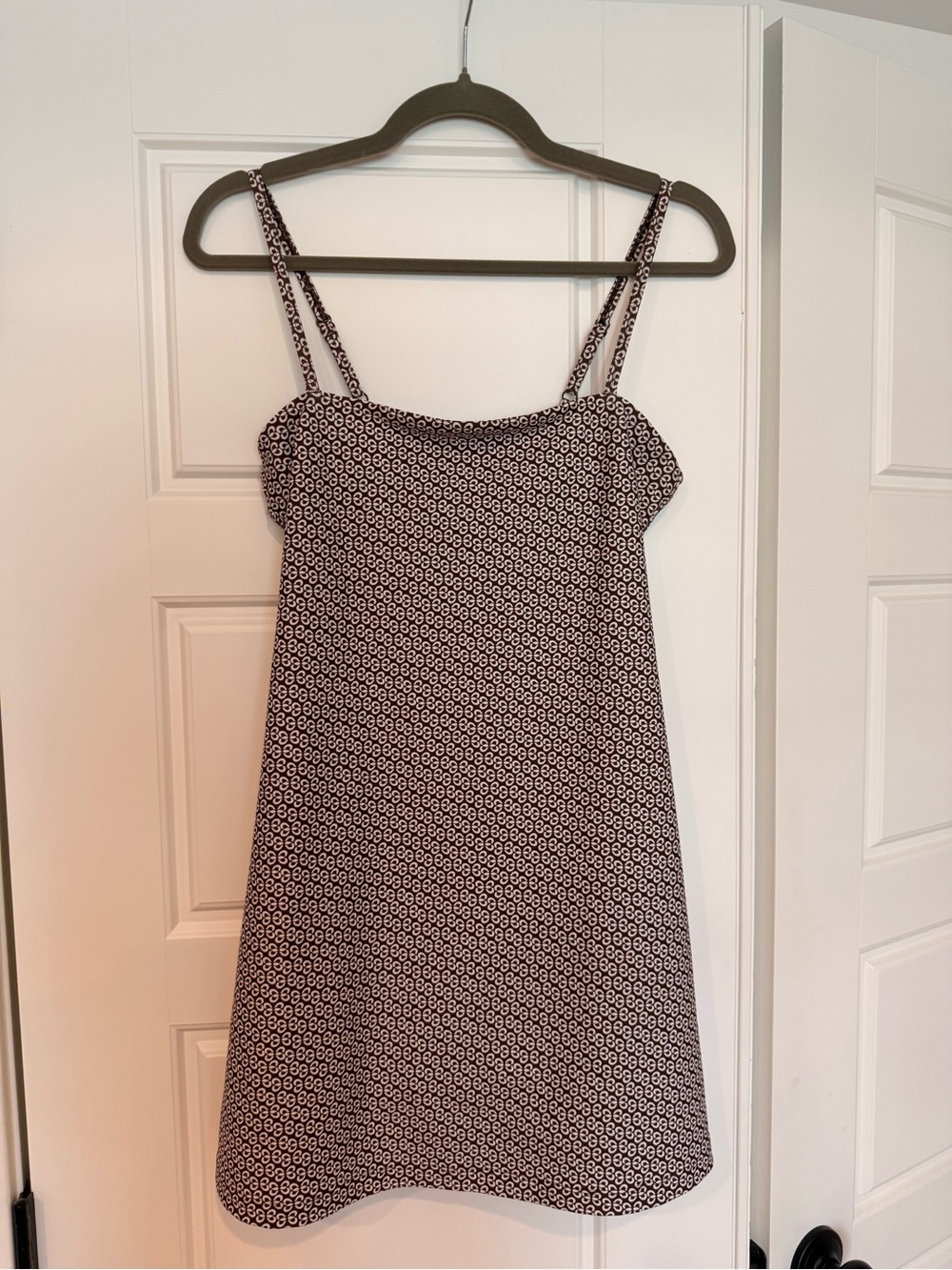 Abercrombie & Fitch Brown and White Printed Spaghetti-Strap Dress